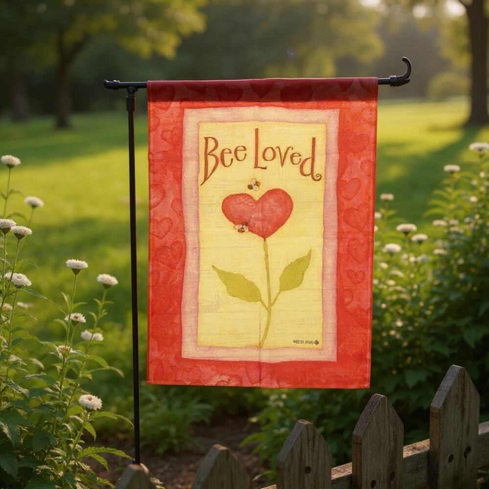 Toland Home Garden‎ Bee Loved Valentine Flag 28x40 Double Sided Decor